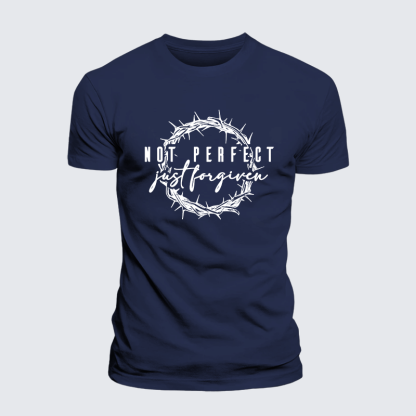 Not Perfect Just Forgiven Jesus God Christian Premium Mercerized Cotton Tee