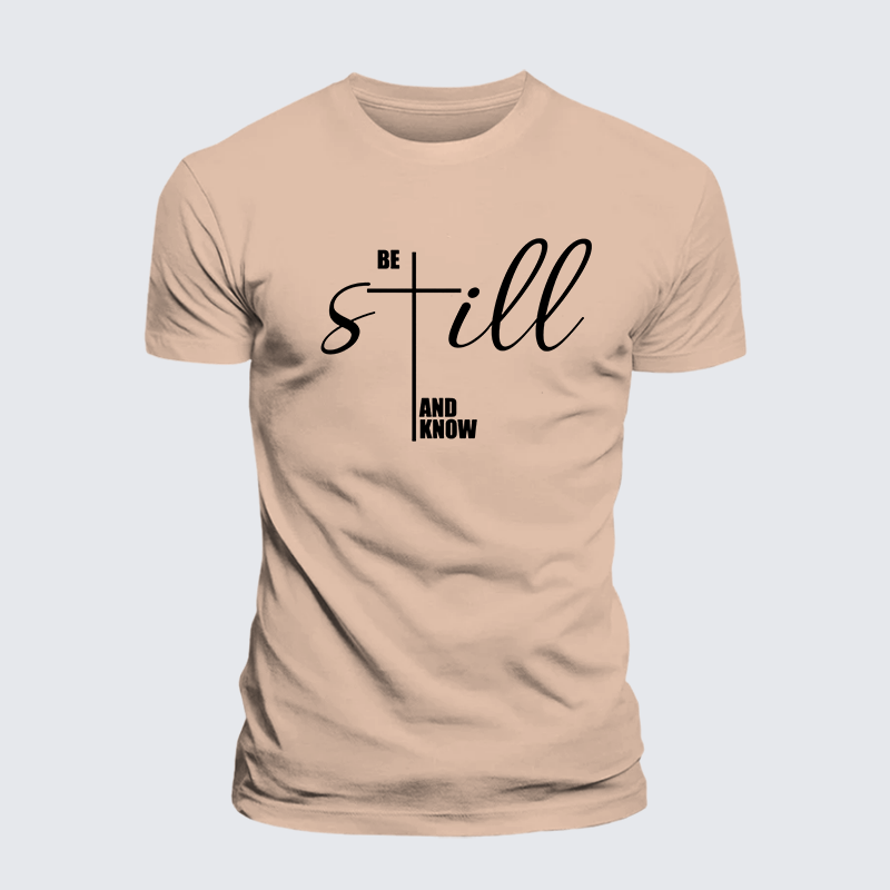 Be Still And Know Cross Jesus God Christian Premium Mercerized Cotton Tee