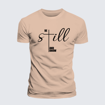 Be Still And Know Cross Jesus God Christian Premium Mercerized Cotton Tee