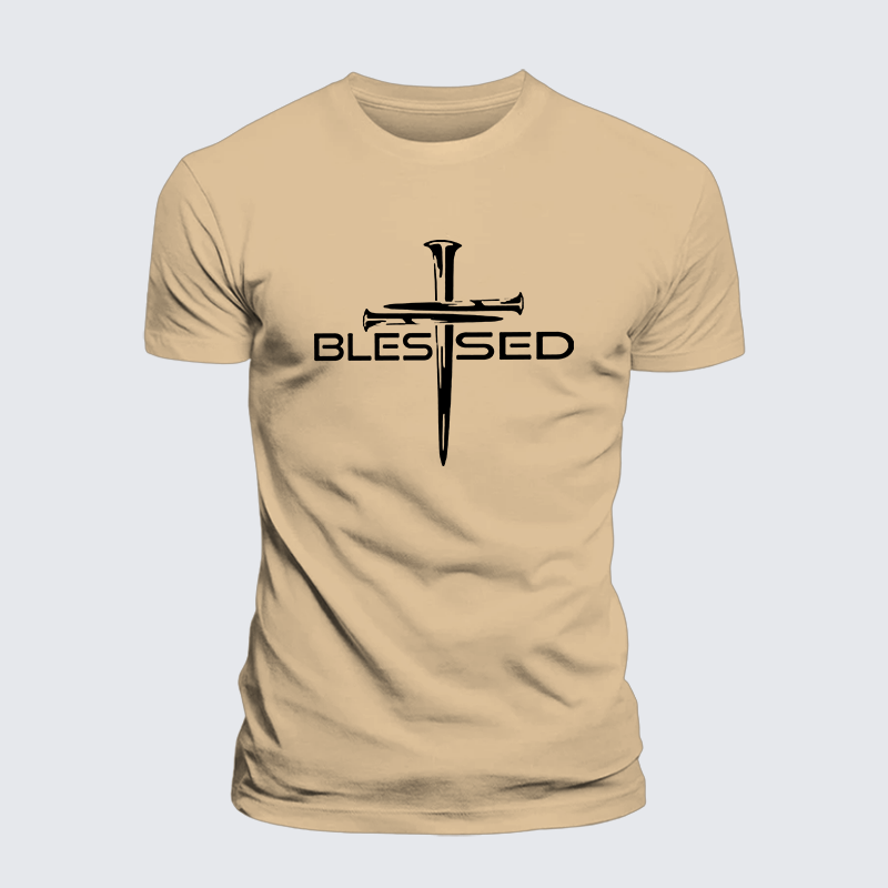 Cross Blessed Jesus God Christian Premium Mercerized Cotton Tee