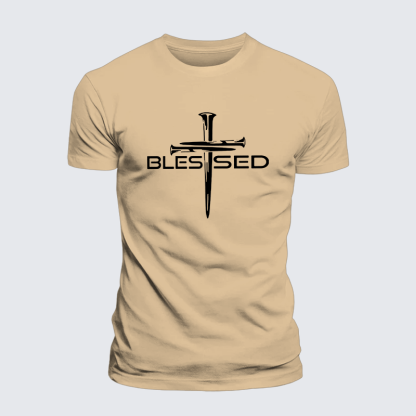 Cross Blessed Jesus God Christian Premium Mercerized Cotton Tee