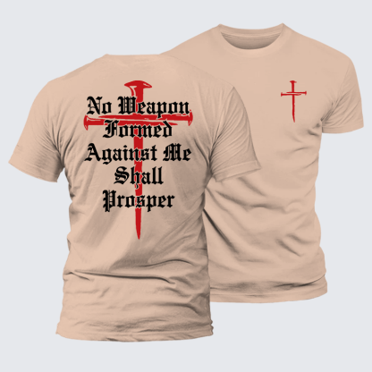 No Weapon Formed Against Me Shall Prosper Jesus God Christian Premium Mercerized Cotton Tee