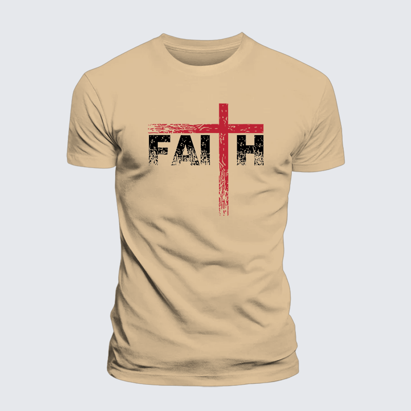 Faith Cross Jesus God Christian Premium Mercerized Cotton Tee