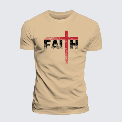 Faith Cross Jesus God Christian Premium Mercerized Cotton Tee