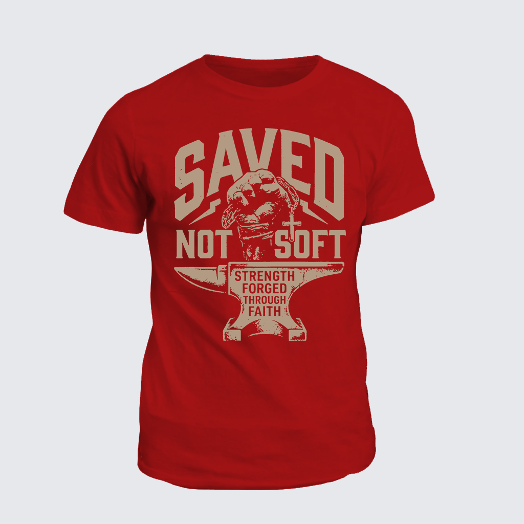 Saved Not Soft Jesus God Christian Cotton T-Shirt