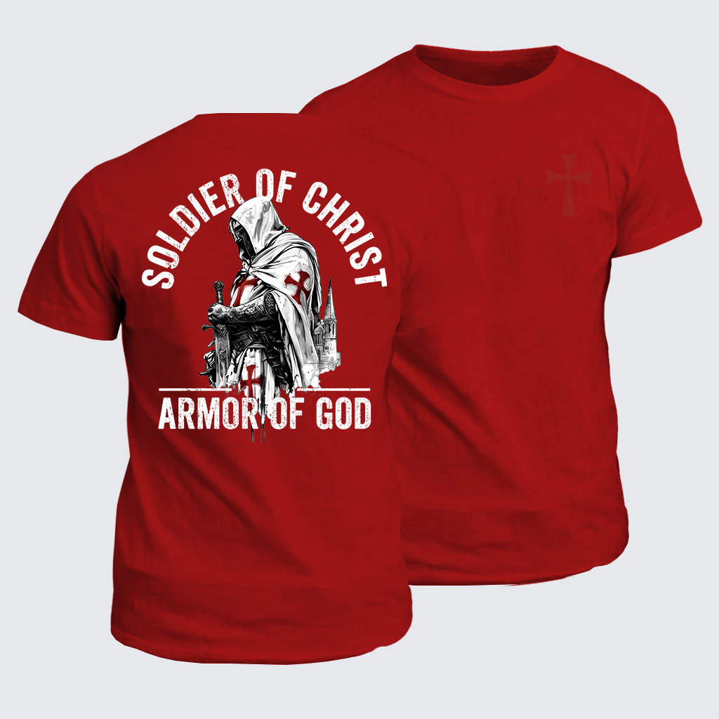 Soldier of Christ Armor Of God Crusader Spirit Jesus God Christian Cotton T-Shirt