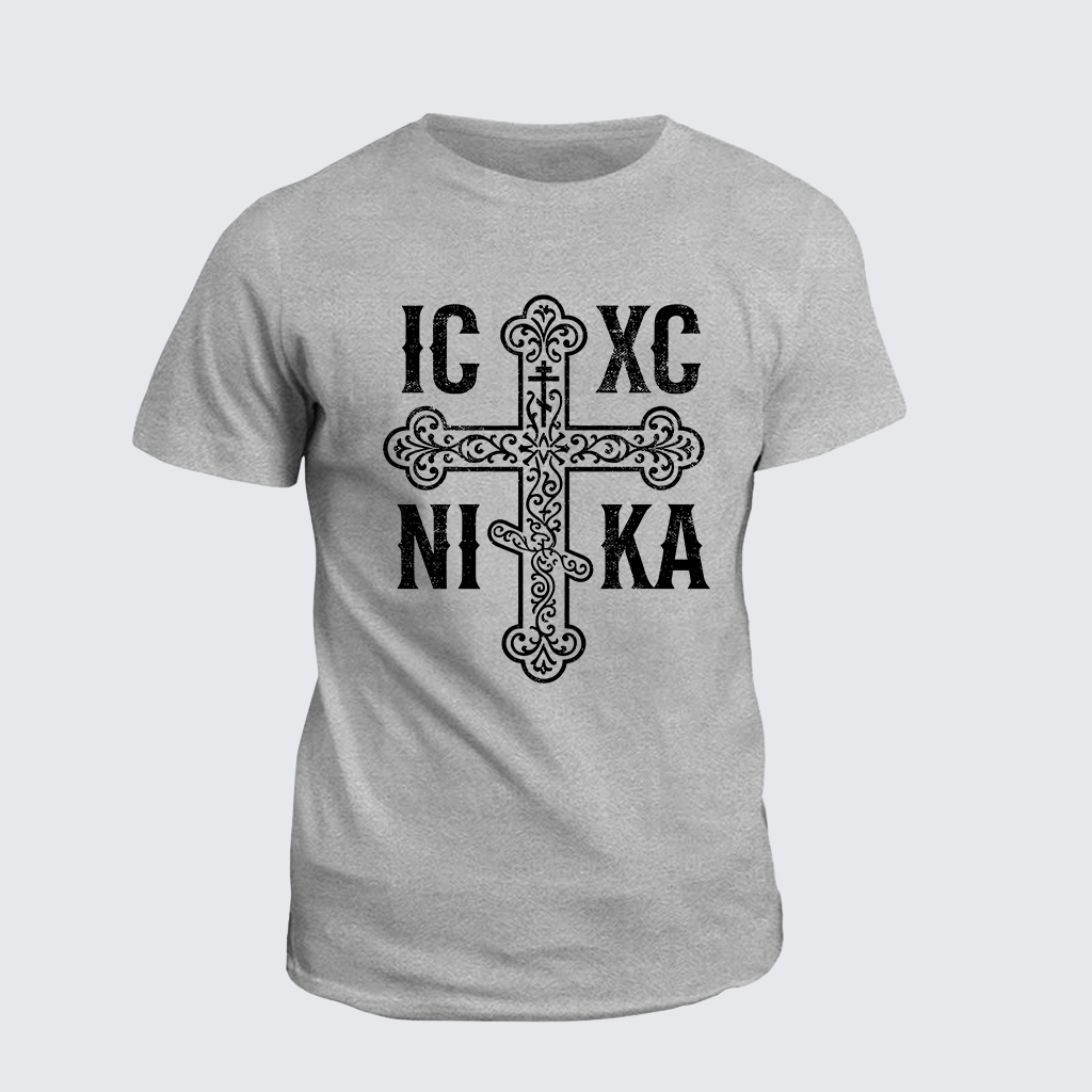  Eastern Orthodox Cross Jesus God Christian Cotton T-Shirt