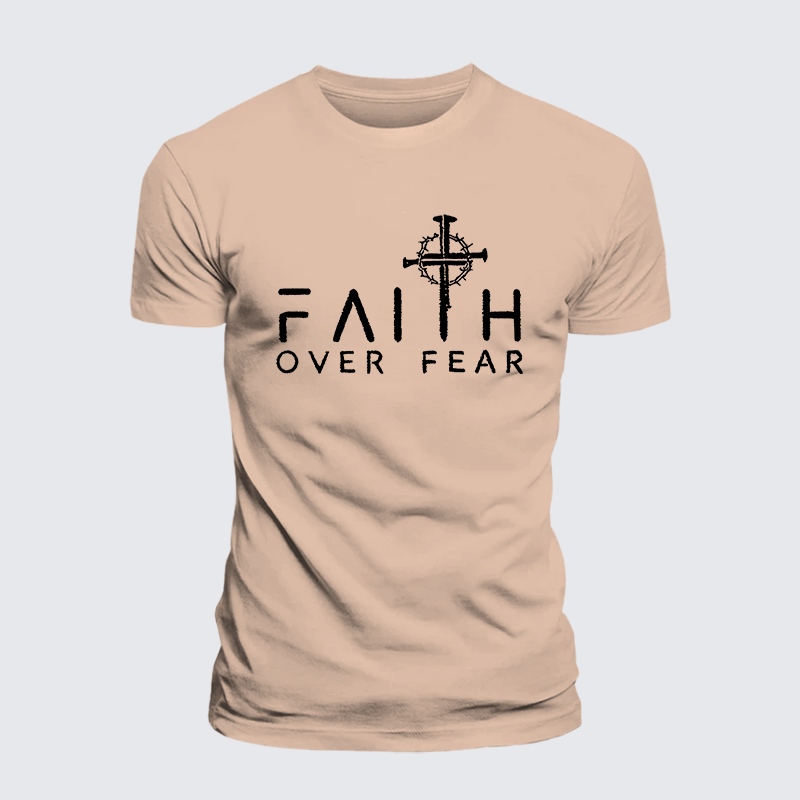 Faith Over Fear Faith Cross Jesus God Christian Premium Mercerized Cotton Tee