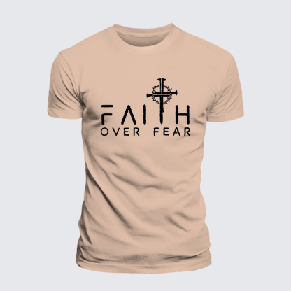 Faith Over Fear Faith Cross Jesus God Christian Premium Mercerized Cotton Tee
