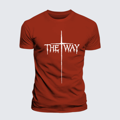 The Way Cross Faith Jesus God Christian Premium Mercerized Cotton Tee