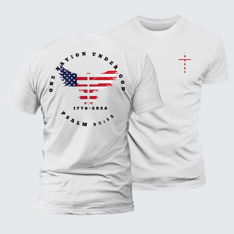 One Nation Under God Jesus God Christian Premium Mercerized Cotton Tee