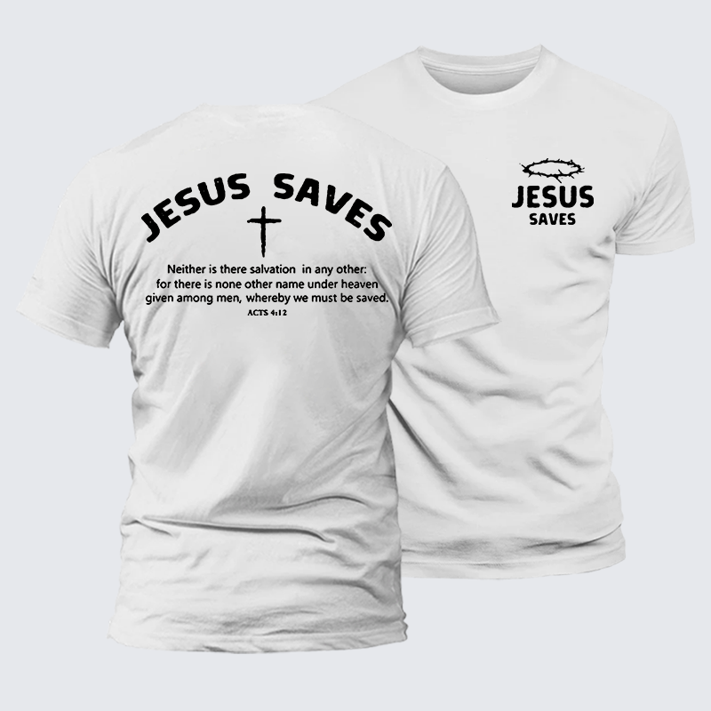 Jesus Saves Jesus God Christian Premium Mercerized Cotton Tee