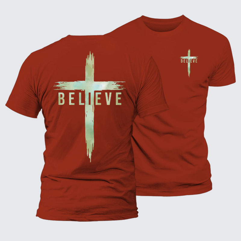 Believe Jesus God Christian Premium Mercerized Cotton Tee