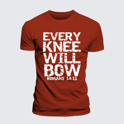 Bold Christian Bible Verse Quote for Men Every Knee Will Bow Jesus God Christian Premium Mercerized Cotton Tee