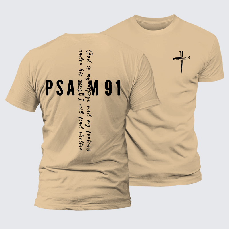Psalm 91 Jesus God Christian Premium Mercerized Cotton Tee