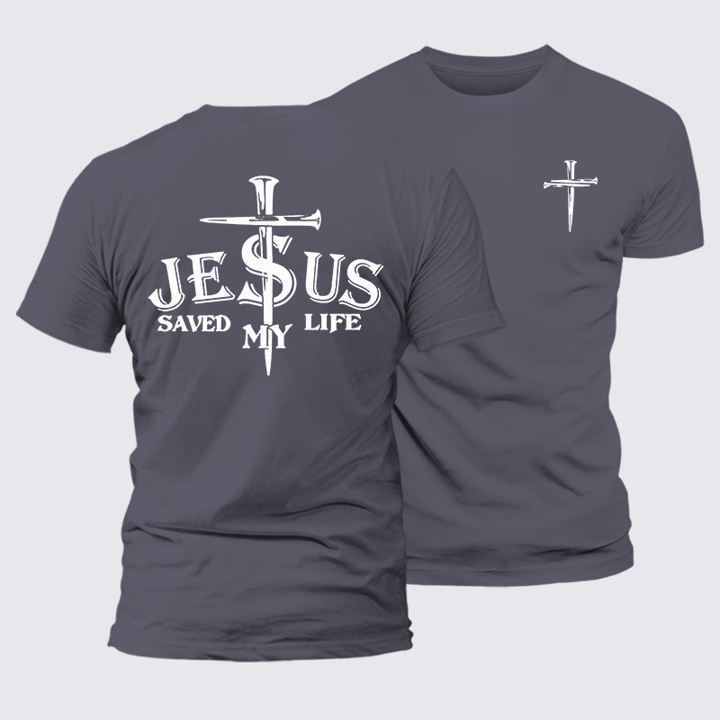 Jesus Saved My Life Jesus God Christian Premium Mercerized Cotton Tee