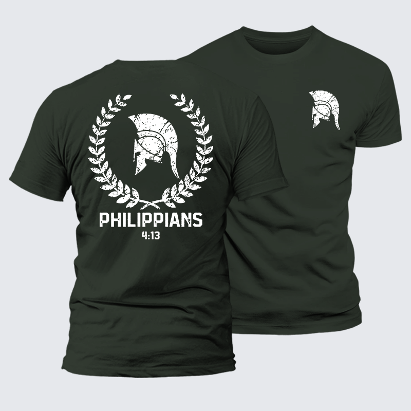 Philippians 4:13 Jesus God Christian Premium Mercerized Cotton Tee