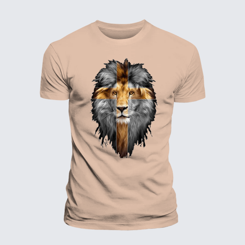 Jesus Lion of Judah Jesus God Christian Premium Mercerized Cotton Tee