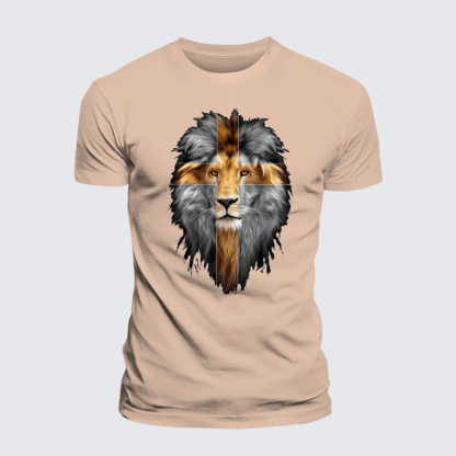Jesus Lion of Judah Jesus God Christian Premium Mercerized Cotton Tee