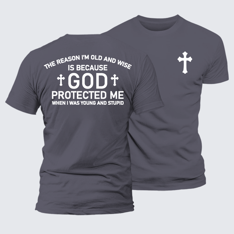 God Protected Me Jesus God Christian Premium Mercerized Cotton Tee