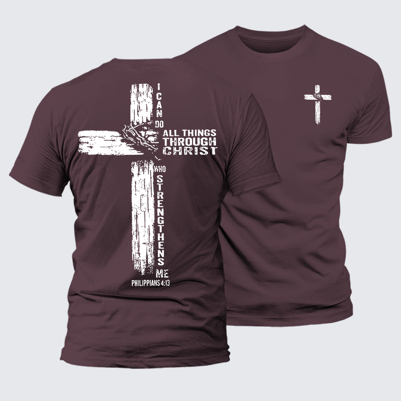 I Can Do All Things THrough Christ Jesus God Christian Premium Mercerized Cotton Tee