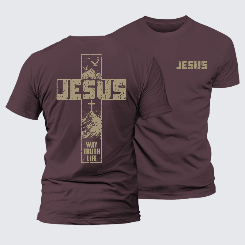 The Way, The Truth, The Life  Jesus God Christian Premium Mercerized Cotton Tee