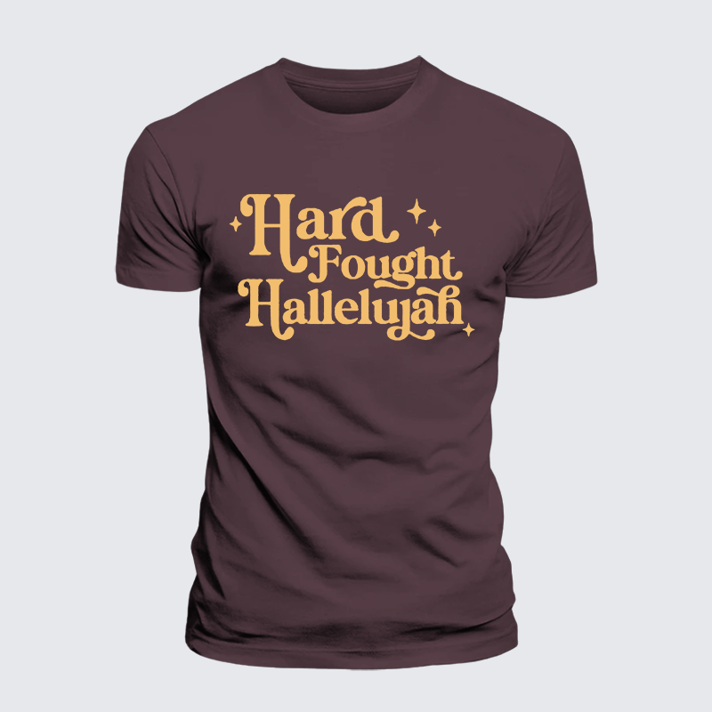 Hard Fought Hallelujah Jesus God Christian Premium Mercerized Cotton Tee