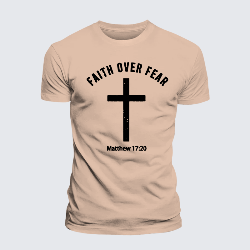 Faith Over Fear Jesus God Christian Premium Mercerized Cotton Tee