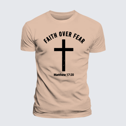 Faith Over Fear Jesus God Christian Premium Mercerized Cotton Tee