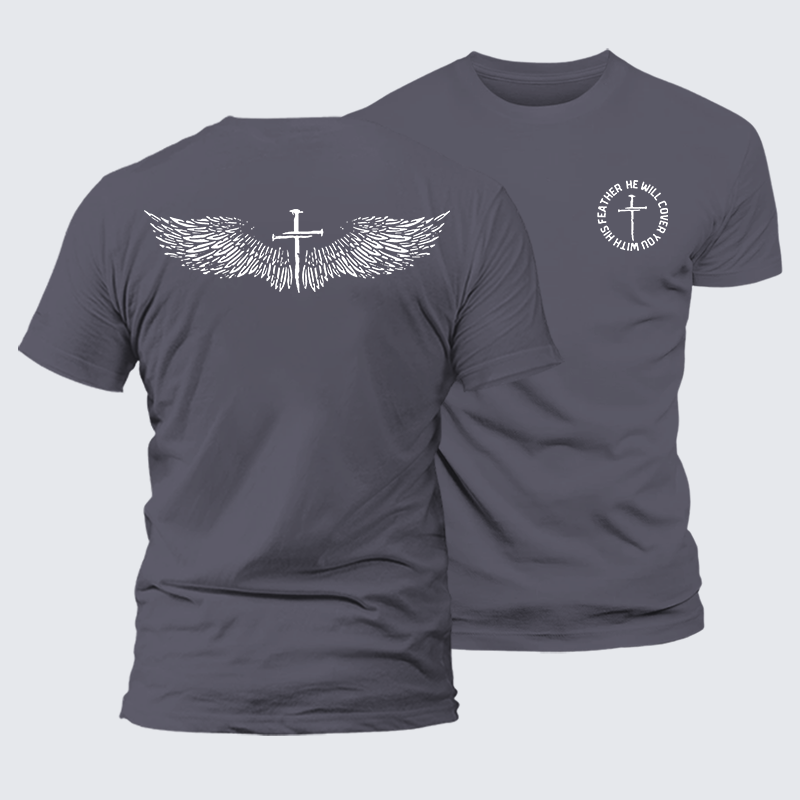 He Will Cover You With His Feather Jesus God Christian Premium Mercerized Cotton Tee