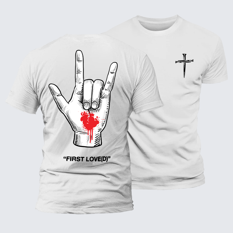 First Loved Jesus God Christian Premium Mercerized Cotton Tee