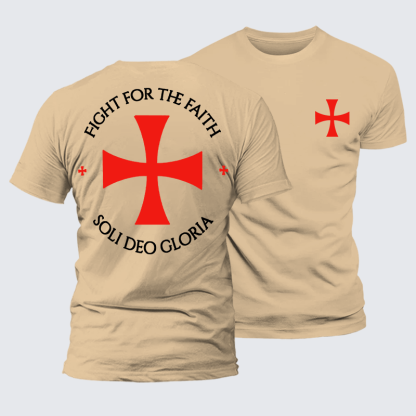 Fight for the Faith – Templar Cross Crusader Knight  Jesus God Christian Premium Mercerized Cotton Tee