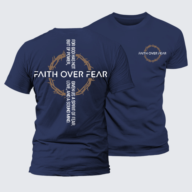  Faith Over Fear Jesus God Christian Premium Mercerized Cotton Tee