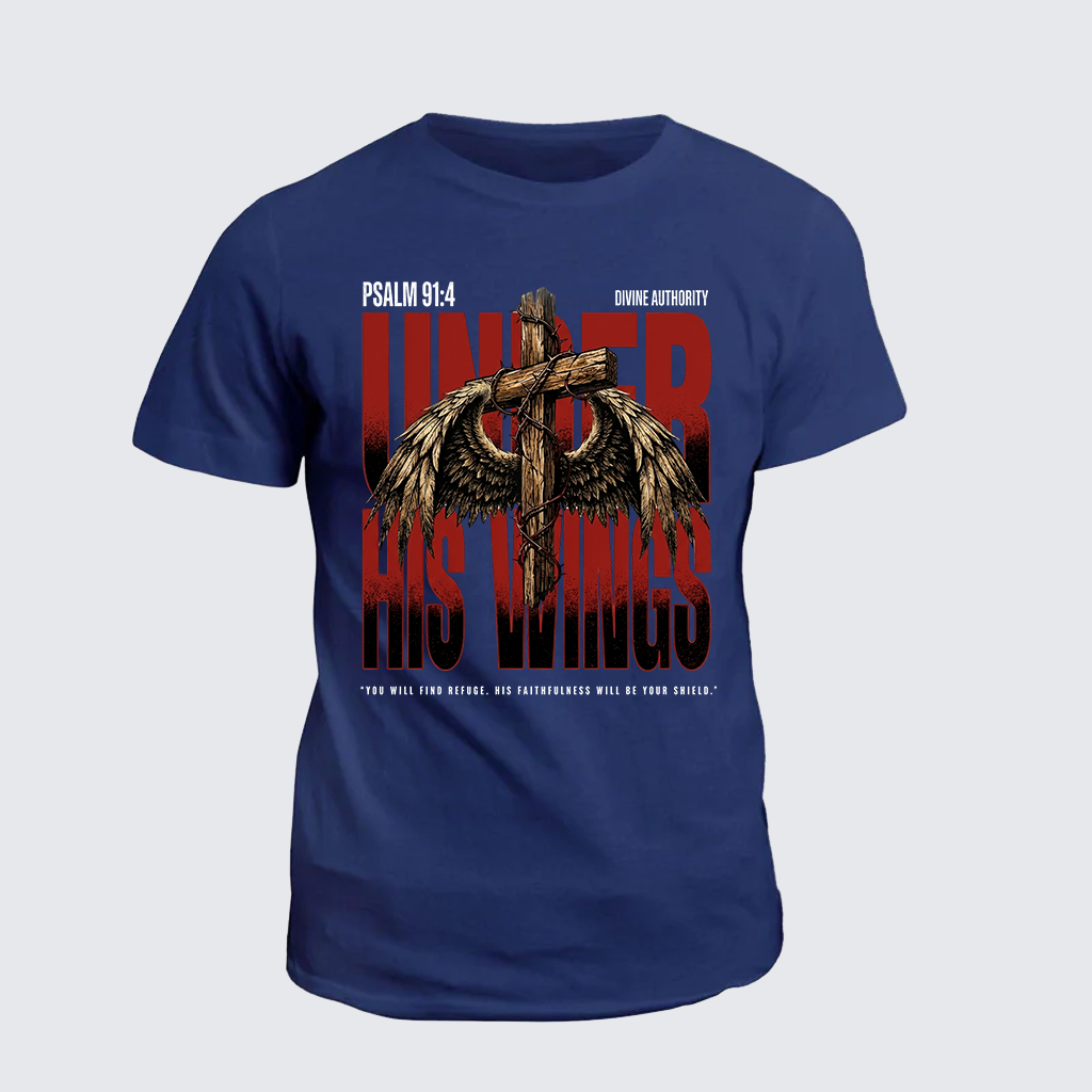 His Wings Jesus God Christian Cotton T-Shirt