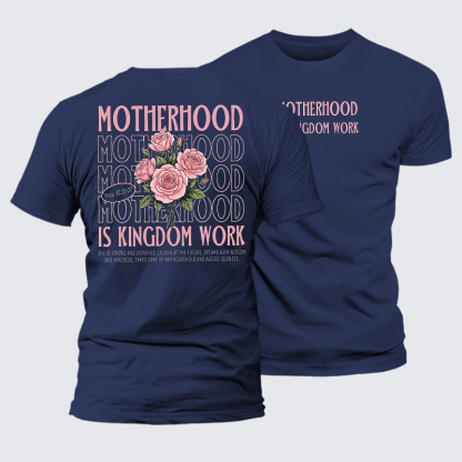 Motherhood Is Kingdom Work Jesus God Christian Premium Mercerized Cotton Tee