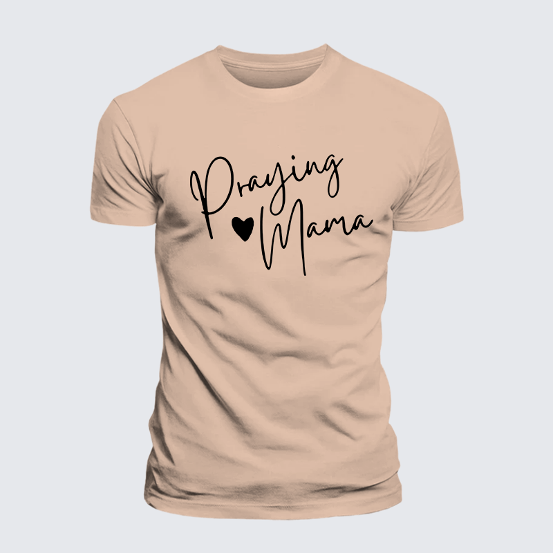 Praying Mama Jesus God Christian Premium Mercerized Cotton Tee