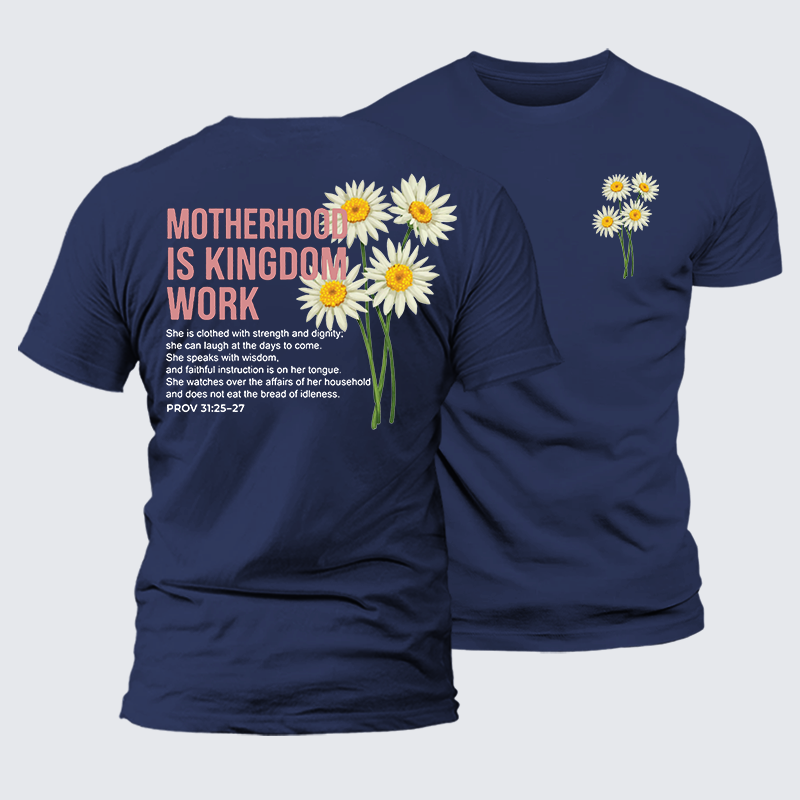Motherhood Is Kingdom Work Jesus God Christian Premium Mercerized Cotton Tee