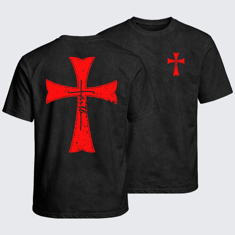 Washed T-Shirt - Deus Vult Crusader Shield Templar Cross