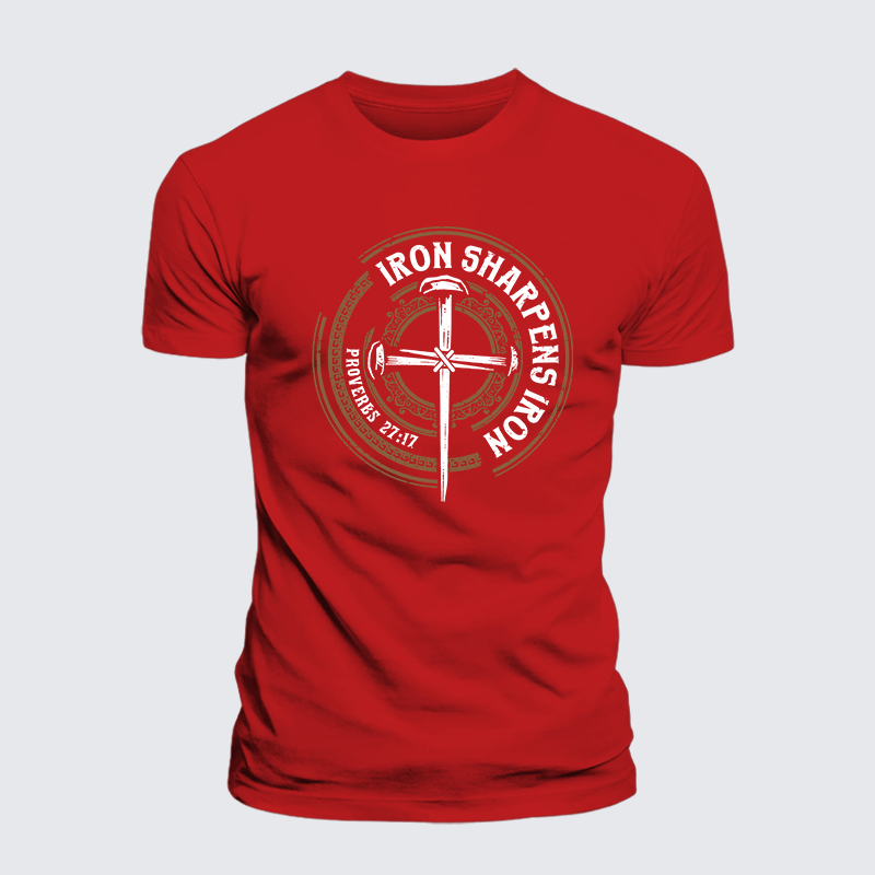 Iron Sharpens Iron - Proverbs 27:17 Jesus God Christian Cotton T-Shirt