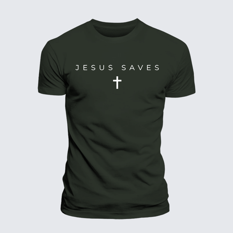 Jesus Saves Jesus God Christian Premium Mercerized Cotton Tee
