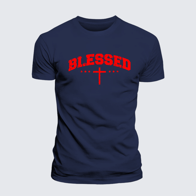 Blessed Cross Jesus God Christian Premium Mercerized Cotton Tee