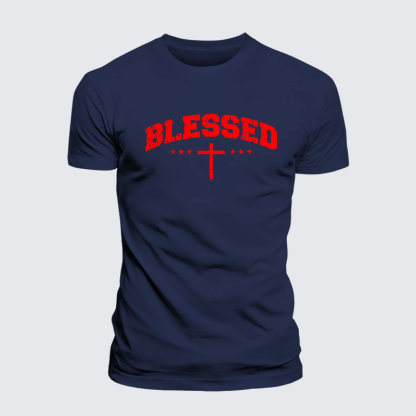 Blessed Cross Jesus God Christian Premium Mercerized Cotton Tee