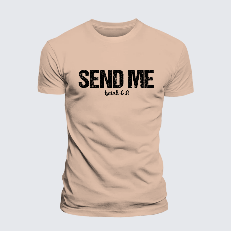 Isaiah 6:8 - SEND ME Jesus God Christian Premium Mercerized Cotton Tee