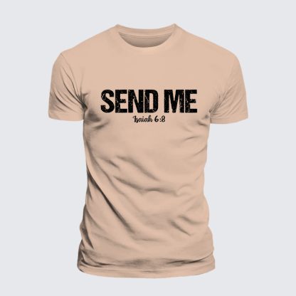 Isaiah 6:8 - SEND ME Jesus God Christian Premium Mercerized Cotton Tee