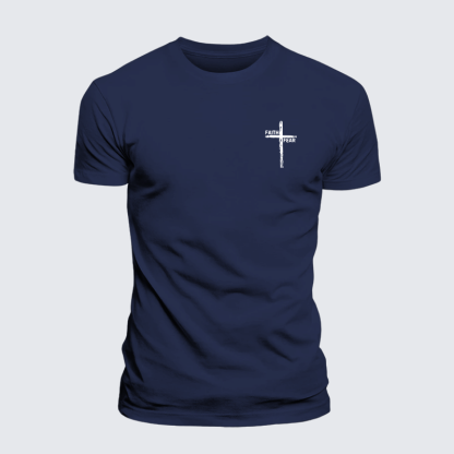 Faith Over Fear Cross Jesus God Christian Premium Mercerized Cotton Tee