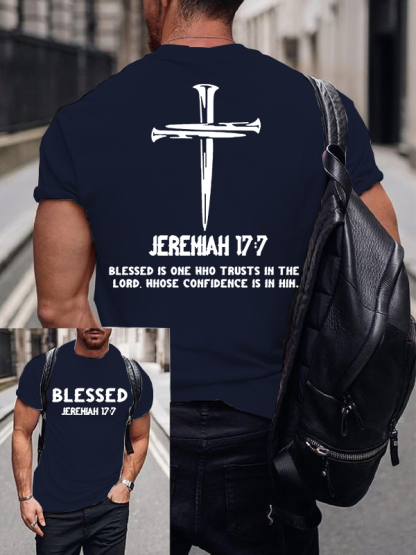 Blessed Is One Who Trusts In The Lord Jesus God Christian Cotton T-Shirt