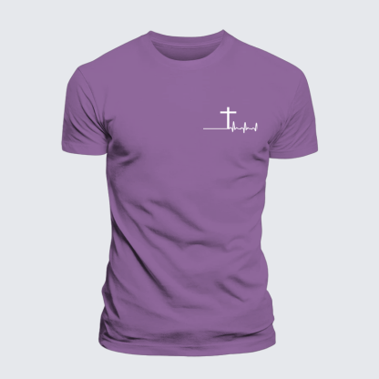 ECG Cross Jesus God Christian Premium Mercerized Cotton Tee