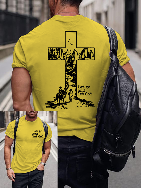 Let Go and Let God Jesus God Christian Cotton T-Shirt