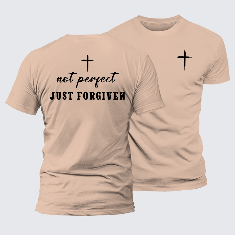 Not Perfect Just Forgiven Jesus God Christian Premium Mercerized Cotton Tee