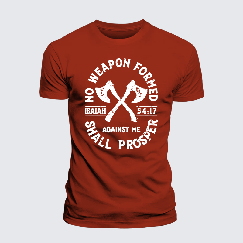 No Weapon Formed Shall Prosper - Isaiah 54:17  Jesus God Christian Premium Mercerized Cotton Tee
